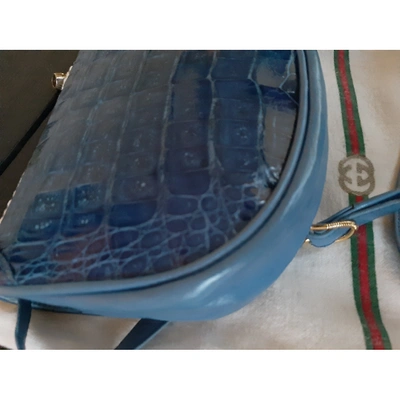 Pre-owned Gucci Blue Crocodile Handbag