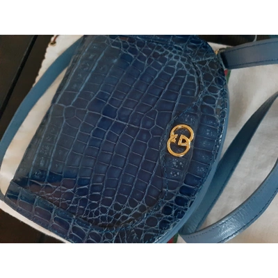 Pre-owned Gucci Blue Crocodile Handbag