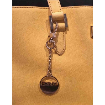 Pre-owned Dkny Leather Tote In Yellow