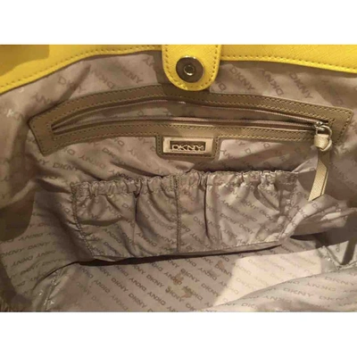 Pre-owned Dkny Leather Tote In Yellow