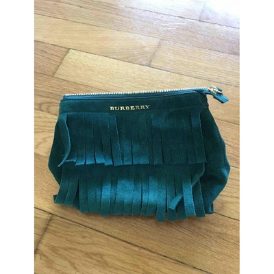 Pre-owned Burberry Green Suede Clutch Bags