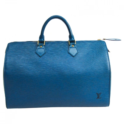 Pre-owned Louis Vuitton Speedy Blue Leather Handbag