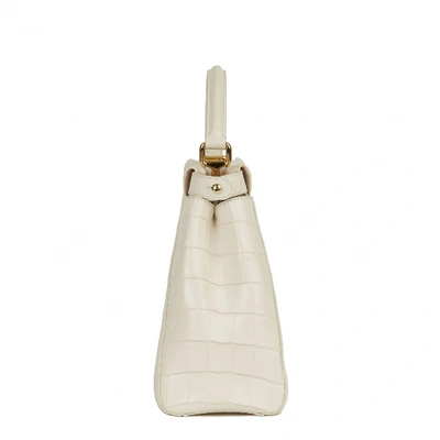 Pre-owned Fendi Peekaboo White Crocodile Handbag