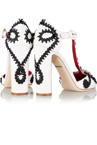 Shop Dolce & Gabbana Embellished Jacquard Pumps In White