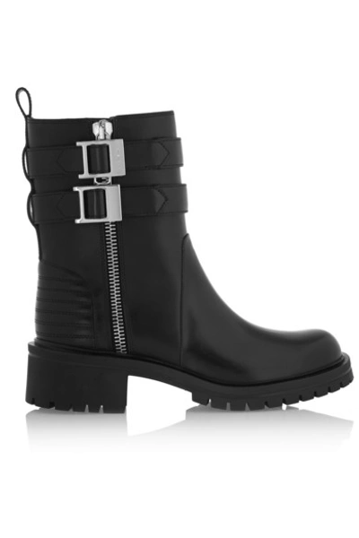 Shop Givenchy Buckled Leather Biker Boots In Black