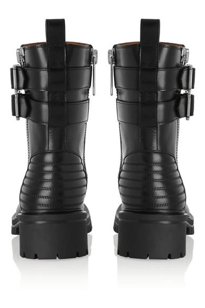 Shop Givenchy Buckled Leather Biker Boots In Black