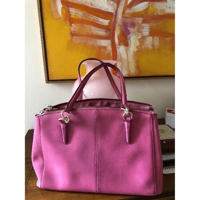 Pre-owned Coach Crossgrain Kitt Carry All  Pink Leather Handbag