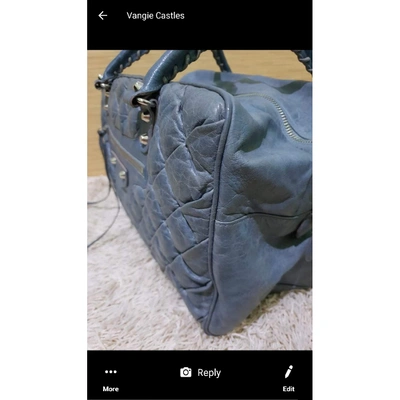 Pre-owned Balenciaga Leather 48h Bag In Blue
