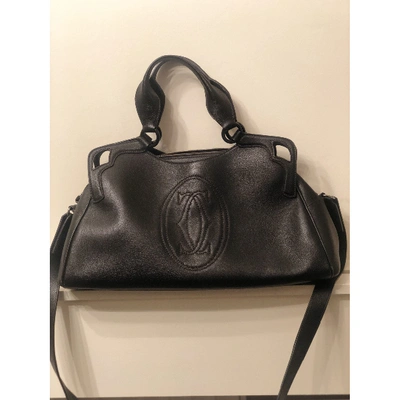 Pre-owned Cartier Marcello Leather Handbag In Black