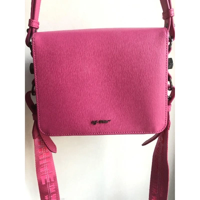 Pre-owned Off-white Binder Leather Crossbody Bag In Pink