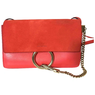 Pre-owned Chloé Faye Leather Crossbody Bag In Red