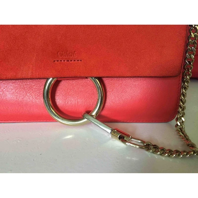 Pre-owned Chloé Faye Leather Crossbody Bag In Red