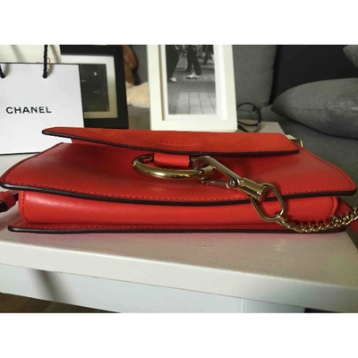 Pre-owned Chloé Faye Leather Crossbody Bag In Red