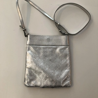 Pre-owned Versace Leather Crossbody Bag In Silver