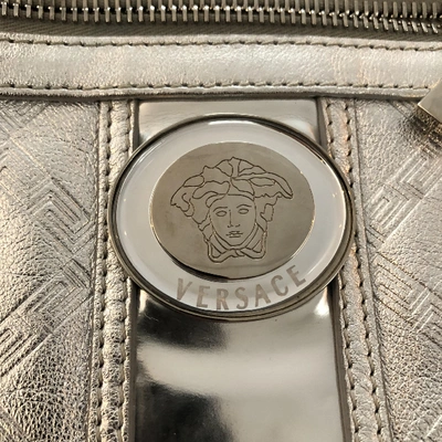 Pre-owned Versace Leather Crossbody Bag In Silver