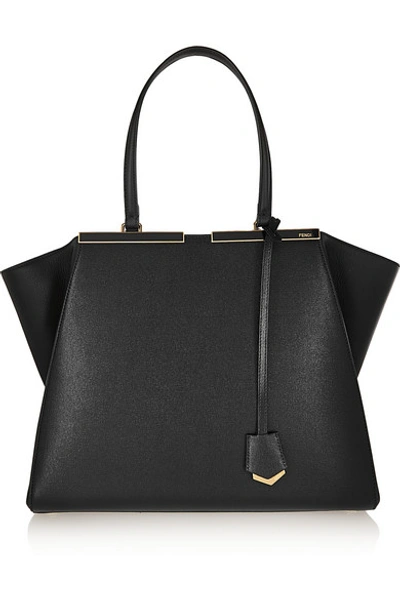 Shop Fendi 3jours Textured-leather Tote In Black