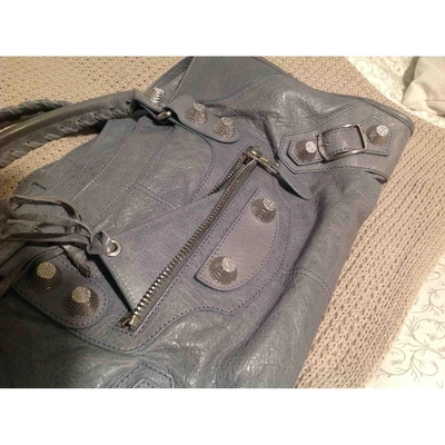 Pre-owned Balenciaga City Leather Handbag In Blue