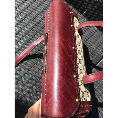 Pre-owned Gucci Bamboo Cloth Handbag In Burgundy