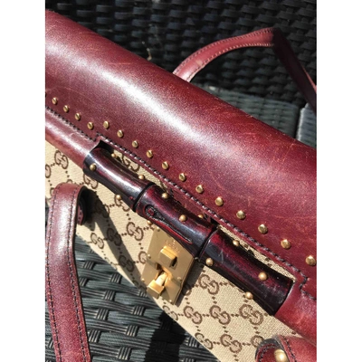 Pre-owned Gucci Bamboo Cloth Handbag In Burgundy