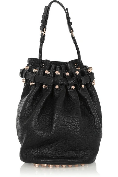 Alexander Wang Diego Textured-leather Shoulder Bag In Black