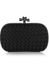 BOTTEGA VENETA The Knot watersnake-trimmed intrecciato satin clutch