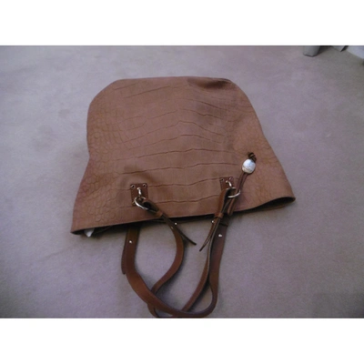 Pre-owned Trussardi Leather Tote In Camel