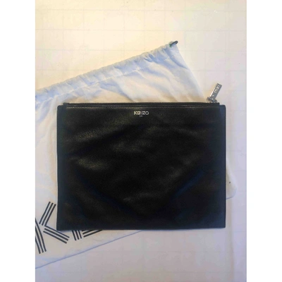 Pre-owned Kenzo Black Leather Clutch Bag