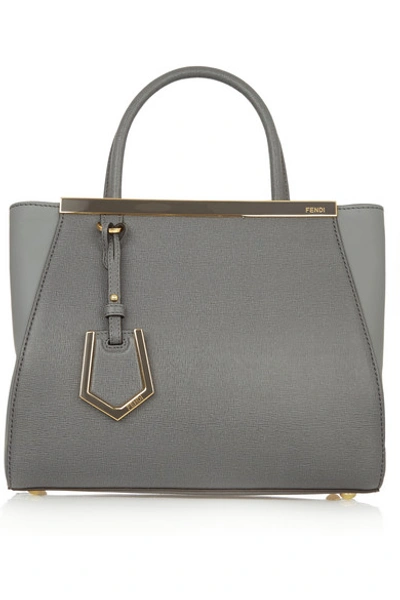 Shop Fendi 2jours Small Textured-leather Shopper In Gray