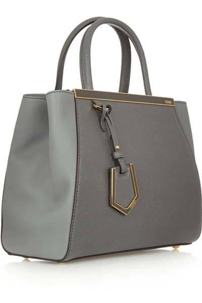 Shop Fendi 2jours Small Textured-leather Shopper In Gray