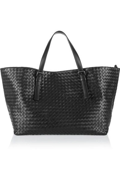 Shop Bottega Veneta Intrecciato Leather Tote In Black