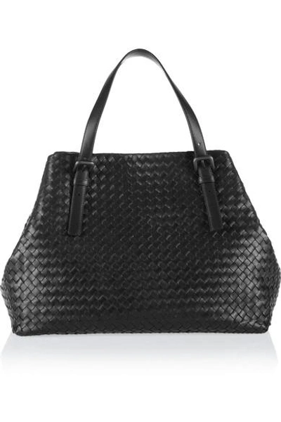 Shop Bottega Veneta Intrecciato Leather Tote In Black