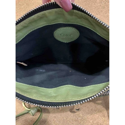 Pre-owned Chloé Leather Clutch Bag In Green