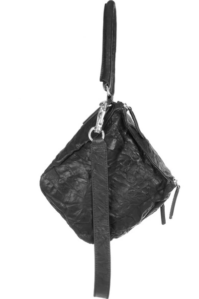 Shop Givenchy Medium Pandora Washed-leather Shoulder Bag In Black