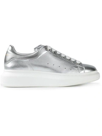 Alexander Mcqueen Metallic Leather Platform Sneakers In Silver | ModeSens