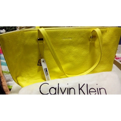 Pre-owned Calvin Klein Tote In Yellow