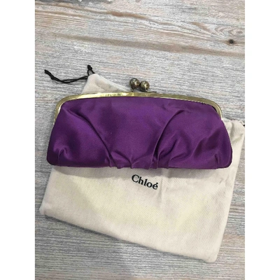 Pre-owned Chloé Silk Clutch Bag In Purple