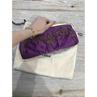 CHLOÉ Pre-owned Silk Clutch Bag In Purple