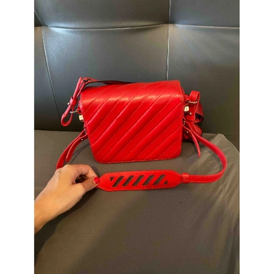 Pre-owned Off-white Binder Leather Handbag In Red