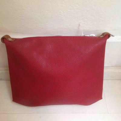 Pre-owned Krizia Leather Clutch Bag In Burgundy
