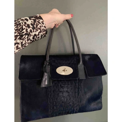 Pre-owned Mulberry Bayswater Pony-style Calfskin Tote In Blue