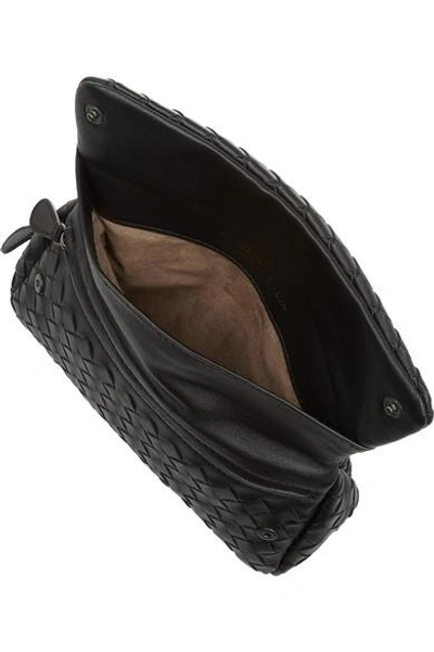 Shop Bottega Veneta Messenger Mini Intrecciato Leather Shoulder Bag In Black