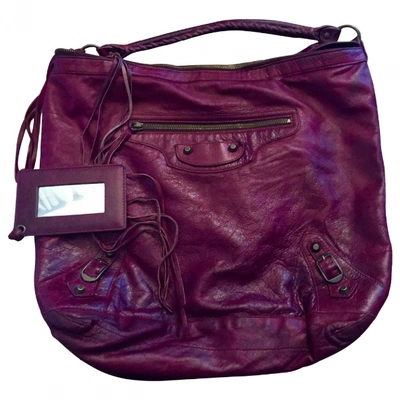 Pre-owned Balenciaga Day  Burgundy Leather Handbag