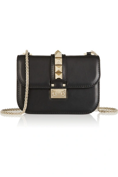 Shop Valentino Garavani Lock Small Leather Shoulder Bag In Black