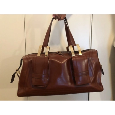 Pre-owned Versace Leather 24h Bag In Brown