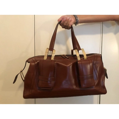 Pre-owned Versace Leather 24h Bag In Brown