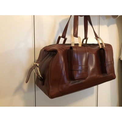 Pre-owned Versace Leather 24h Bag In Brown