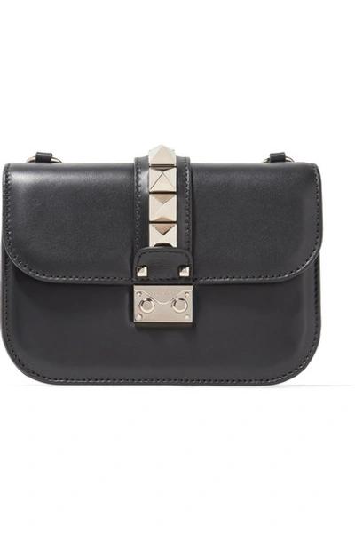 Shop Valentino Garavani Lock Small Leather Shoulder Bag In Black