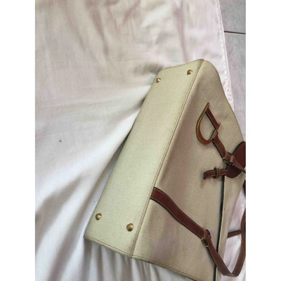 Pre-owned Dior Saddle Cloth Handbag In Beige