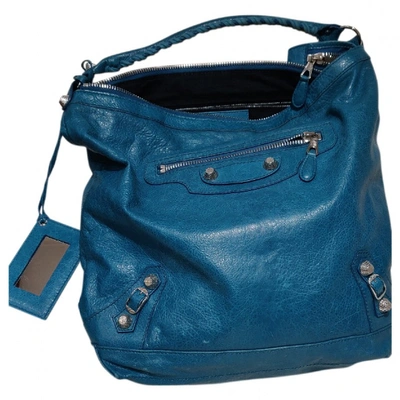 Pre-owned Balenciaga Day  Turquoise Leather Handbag