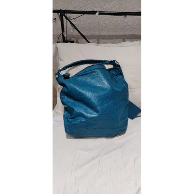 Pre-owned Balenciaga Day  Turquoise Leather Handbag